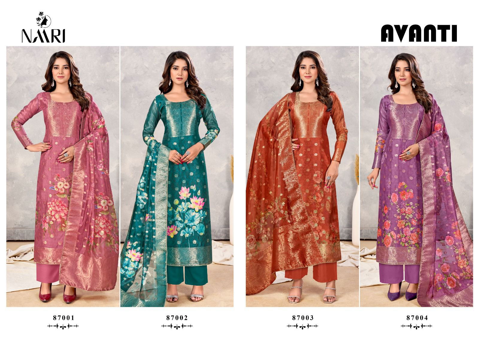 Avanti By Naari Jacquard Organza Printed Salwar Kameez Wholesale Shop In Surat